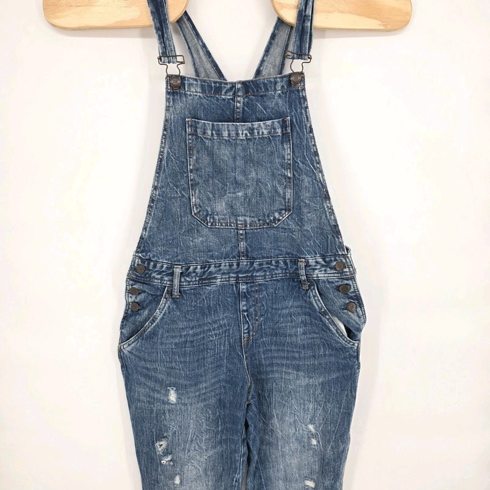 Aeropostale Coveralls Blue Denim Bibs Large Cotton Distressed Boho Country Farm
